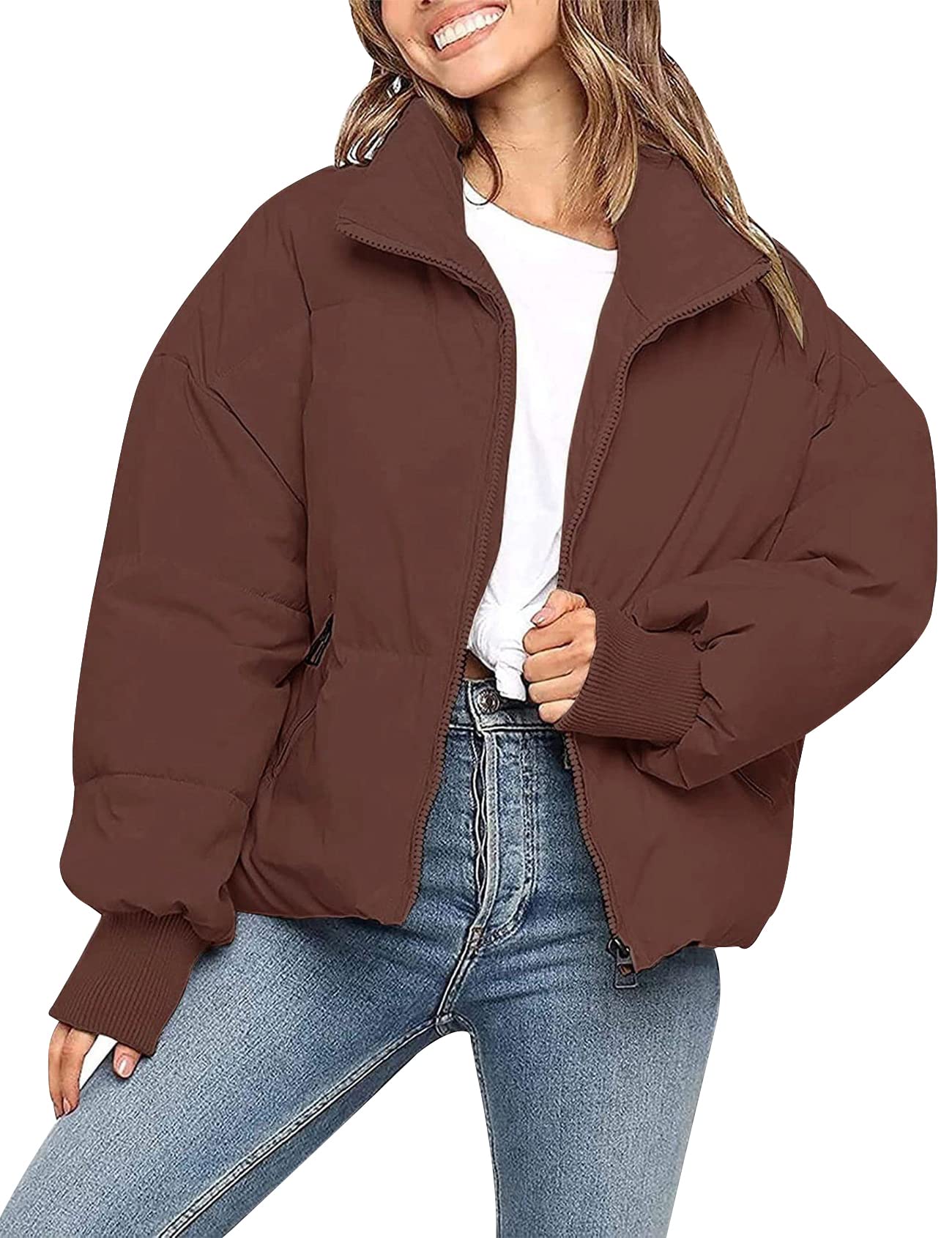 Gihuo Women’s Winter Cropped Puffer Jacket Coat Short Warm Quilted Jacket 2025